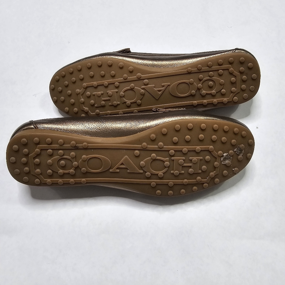Coach Signature Fonda Bronze Metallic Leather Loafers NEW Size 7 - Picture 7 of 9
